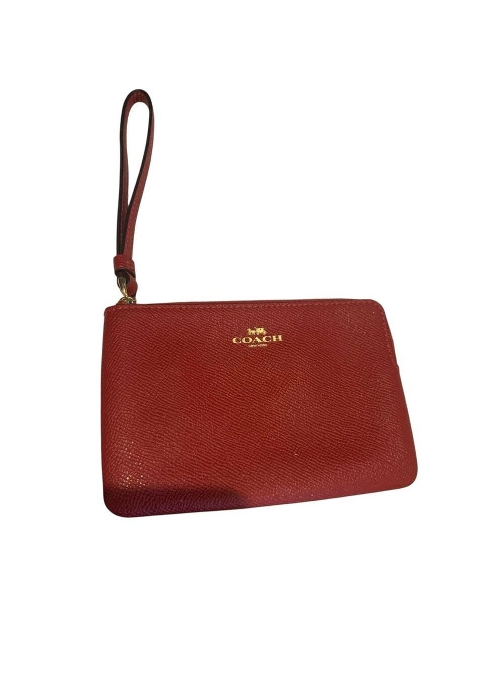 COACH Scarlet Red Pebbled Leather Wristlet